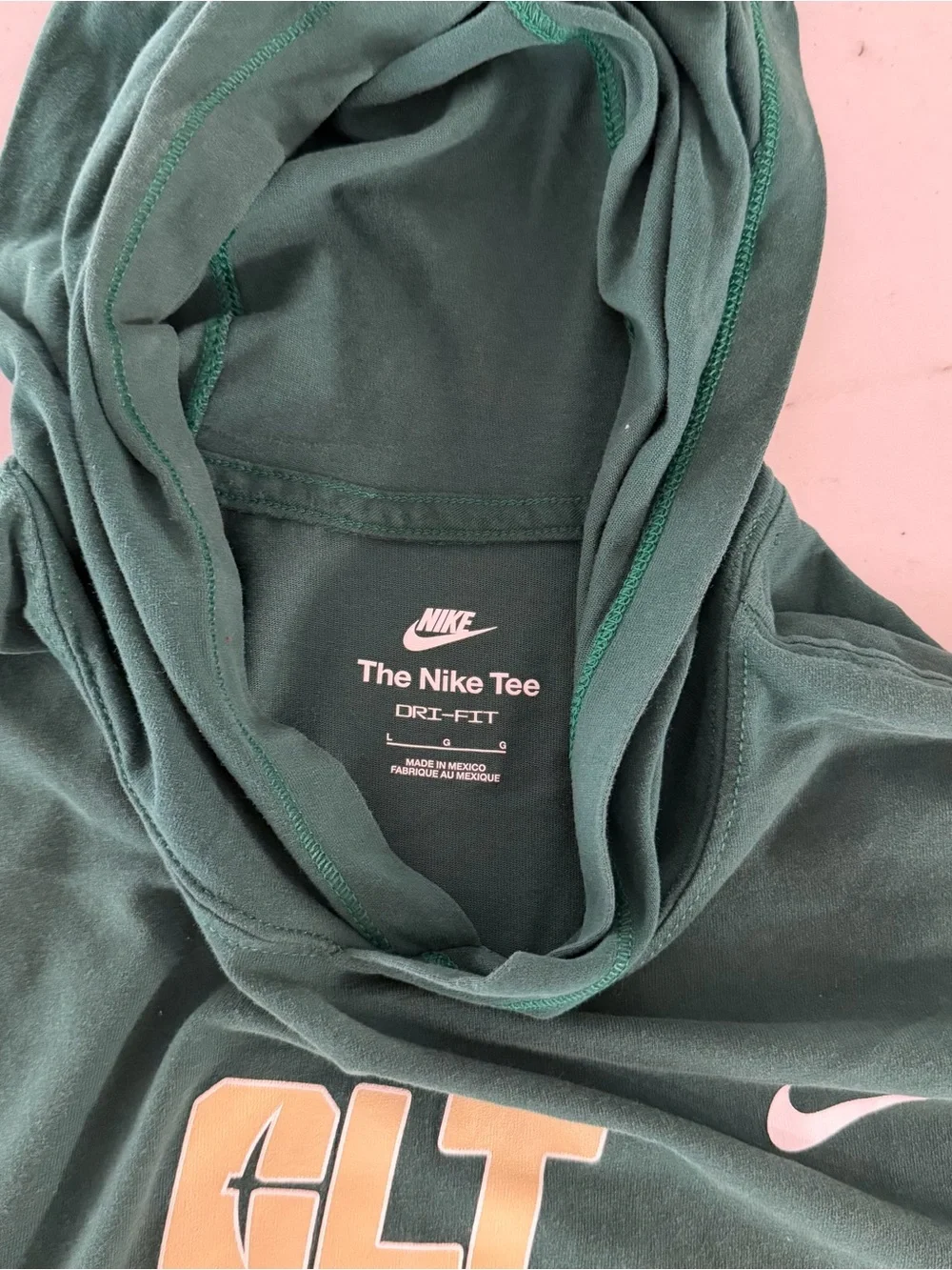 UNC Charlotte 49ers Hoodie Men Large Green Nike Dri Fit Lightweight Sweatshirt